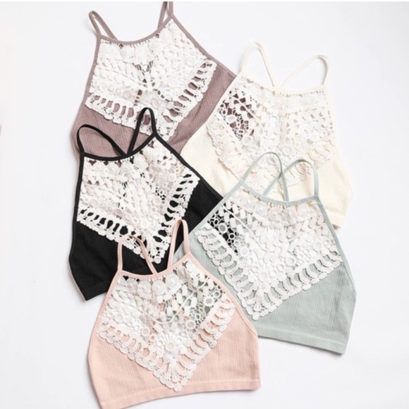 New Amazing Crochet Detailed Pull Over Bralette Bra Top Brami Crop Top - Picture 9 of 11